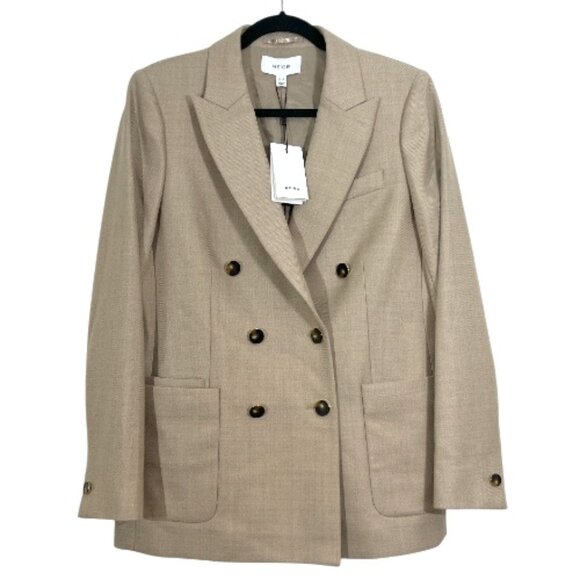 REISS Harriet Double Breasted Wool Blend Blazer Jacket US 8 New - Picture 1 of 4